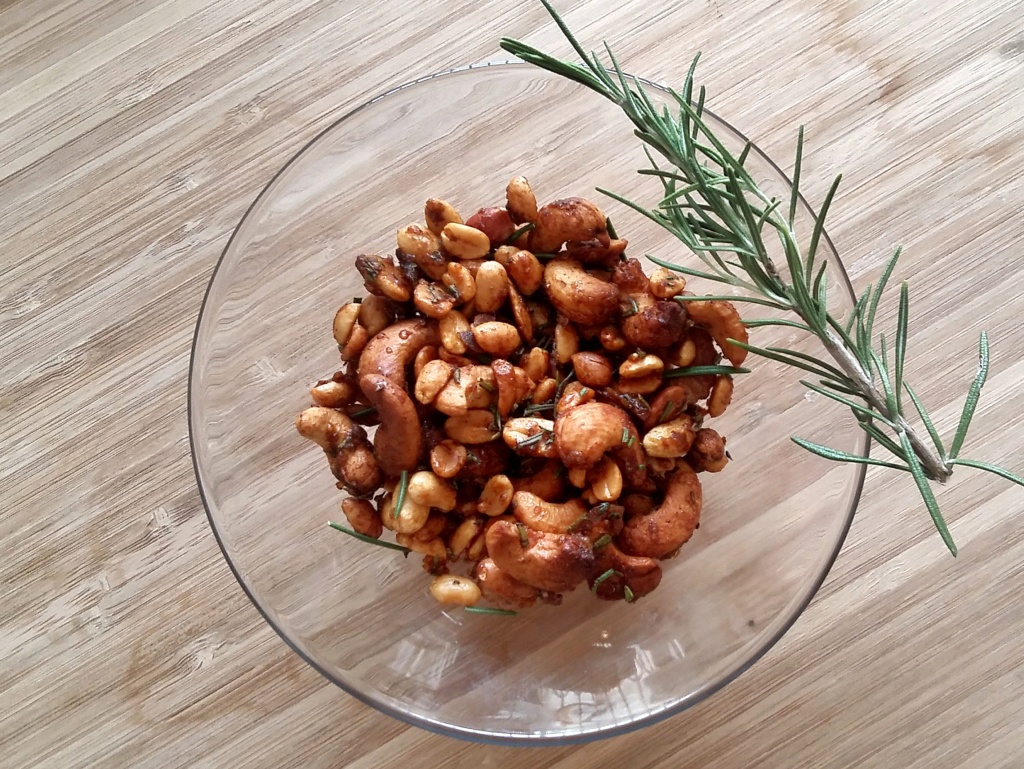 Spiced Roasted Nuts with Rosemary & Sea Salt