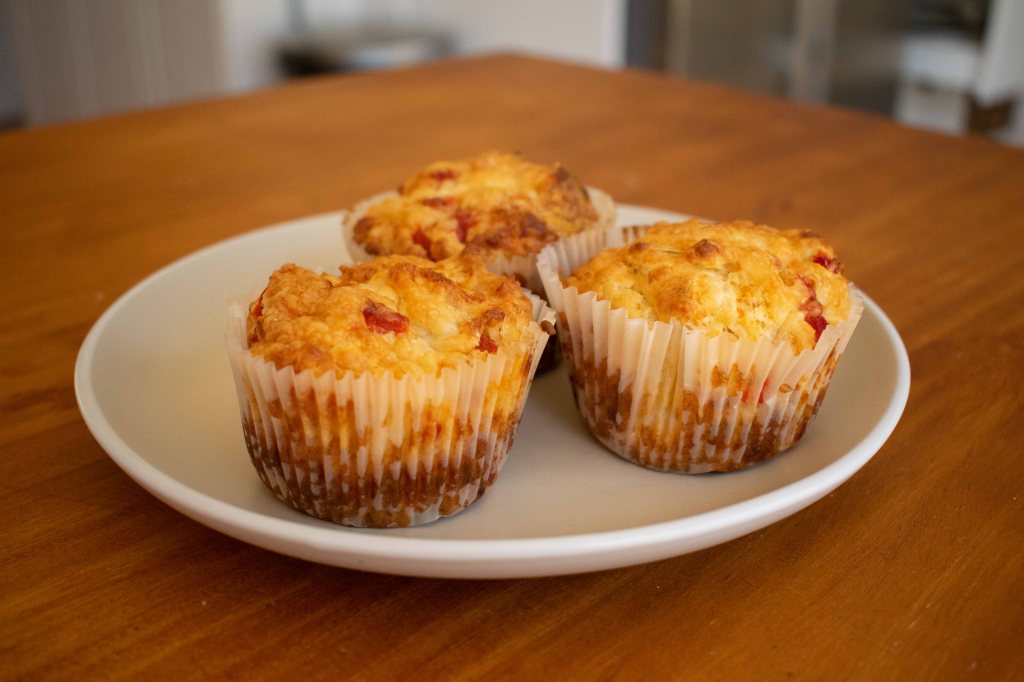 Roasted Red Pepper & Cheddar Muffins